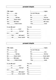 English Worksheet: Easy Exercise about the verb 