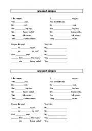 English worksheet: Easy Exercise about the verb 