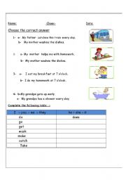 English Worksheet: daily routine