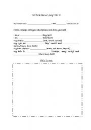 English worksheet: Describing my self