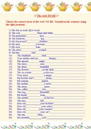 English Worksheet: The verb TO BE (Present Simple, positive form).  Personal pronouns.