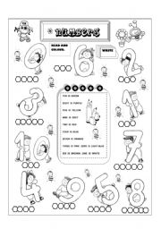 English Worksheet: numbers 