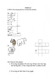 English worksheet: animals