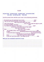 English Worksheet: Use of the word else