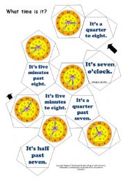 English Worksheet: (Reading & Speaking) Telling the Time with Tino Topolino (12-sided Dice / Ball) 