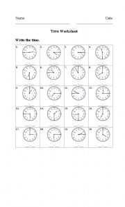 English Worksheet: time evaluation