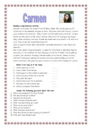 English Worksheet: Carmen