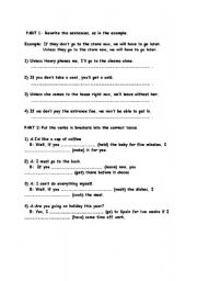 English worksheet: UNLESS F