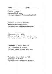English Worksheet: division word probs