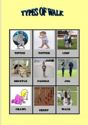 English Worksheet: PICTONARY ABOUT TYPES OF WALK