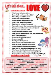 English Worksheet: LETS TALK ABOUT LOVE (SPEAKING SERIES 8)