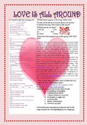 English Worksheet: love is all around lyrics