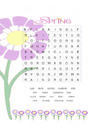English Worksheet: Spring Word Search