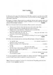 English worksheet: Test Paper High Flyer Intermediate