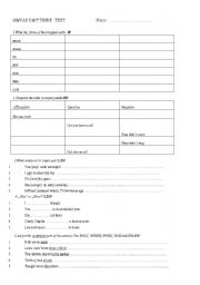 English Worksheet: SIMPLE PAST TENSE TEST