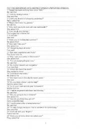 English Worksheet: reported speech