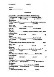 English Worksheet: Grammar Exam 
