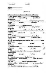 English worksheet: Grammar Exam 