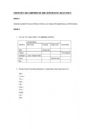 English Worksheet: comparative adjectives