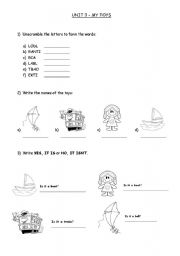 English Worksheet: Toys