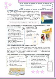 English Worksheet: Mid-term test for 9th forms (Language and listening, script included)