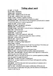 English Worksheet: talkng about work