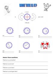 English Worksheet: What time is it?