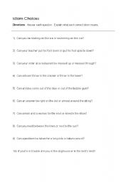 English Worksheet: Idiom Choices