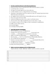 English Worksheet: Vocabulary exercises to the text 