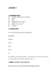 English worksheet: lesson 1 JM