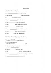 English worksheet: Present Simple, Present Continuous, Adjectives