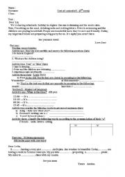 English Worksheet:  my summer holidays