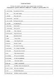 English worksheet: tense revision