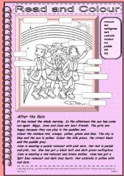 English Worksheet: Read and Colour  - After the Rain