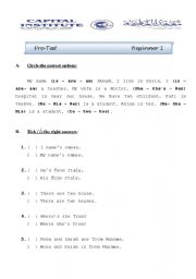 English Worksheet: pretest beginner