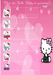 English Worksheet: What did hello kitty do yesterday?