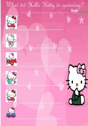 English worksheet: What did hello kitty do yesterday?