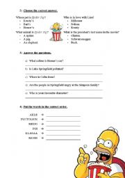 English Worksheet: The Simpsons Movie - Worksheet - Page 2