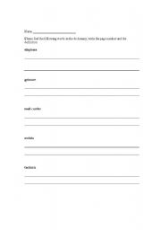 English worksheet: Guide Words