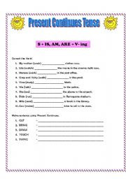 English worksheet: pRESENT cONTINUOUS FuN