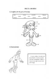 English Worksheet: Body parts