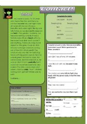 English Worksheet: Reading Comprehension: Aliens-Contact