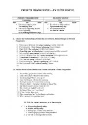 English Worksheet: Present Simple& Present Progressive