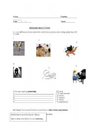 English worksheet: test:past continuous and simple past