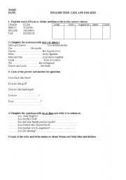 English worksheet: like/dislikes