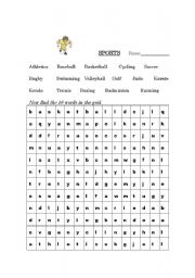 English Worksheet: Sports wordsearch