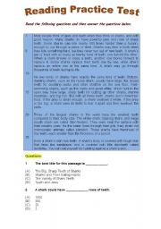 English Worksheet: Reading Comprehension Test