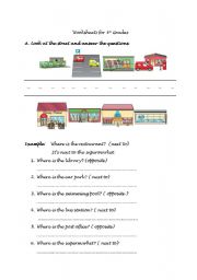 English worksheet: Next to- Opposite 