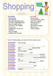 SHOPPING DIALOGUE WORKSHEET