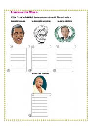 English worksheet: Leaders of the world